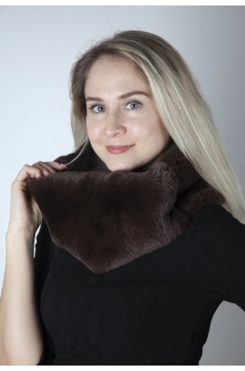 Dark brown rex fur neck warmer